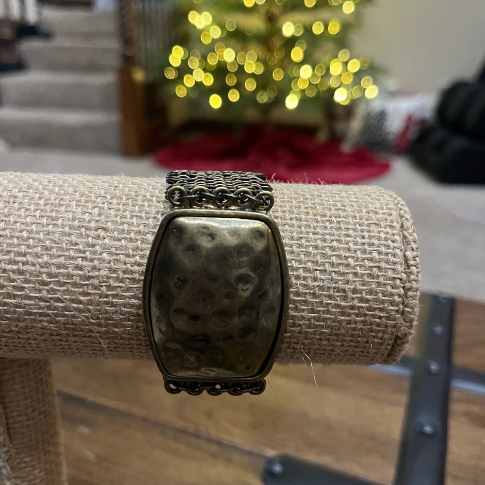 Hammered Bronze Chain Bracelet